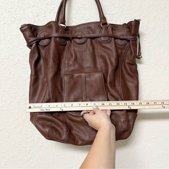 Isaac Mizrahi Live LG Satchel Leather Shoulder Bag Tote Purse Handbag Brown - Picture 3 of 16